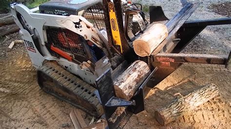 skid steer log splitter with saw|log splitter attachment for bobcat.